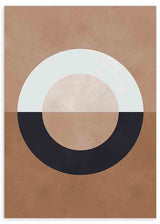 Cuadro abstracto con diseño geométrico en tonos beige, blanco, negro y marrón, disponible en kudeko.com.