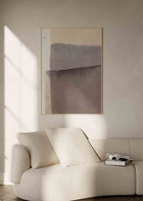 Cuadro minimalista con bloques horizontales en tonos beige y marrón, disponible en kudeko.com.