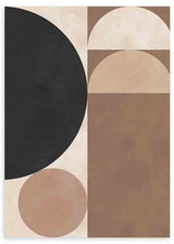 Cuadro abstracto con formas geométricas en tonos marrón, beige y negro, disponible en kudeko.com.