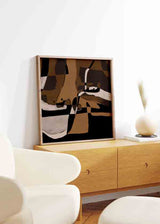 Cuadro cuadrado abstracto decorativo en tonos marrones y beige. kudeko.com