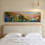 Horizontales Wandbild abstrakt von lebhafter Landschaft. Erhältlich auf kudeko.com.