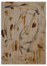 Cuadro abstracto con texturas orgánicas en tonos beige, marrón y gris, disponible en kudeko.com.