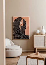 Cuadro ilustrado colorido mujer con manto negro de Bea Muller, kudeko.com