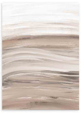 Cuadro abstracto minimalista con pinceladas suaves en tonos beige, gris y blanco. kudeko.com