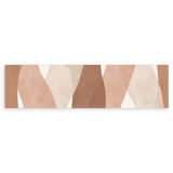 Horizontales Wandbild mit abstrakten, geschwungenen Formen in Braun, Beige, Creme und sanftem Terrakotta, warme Komposition im zeitgenössischen Stil. Erhältlich auf kudeko.com