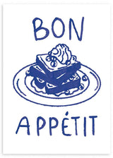 Quadro minimalista 'Bon Appétit' com uma sobremesa. Disponível em kudeko.com