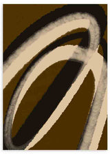 Cuadro abstracto minimalista con líneas curvas en tonos beige, negro y marrón oscuro, disponible en kudeko.com.