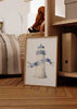 Cuadro infantil decorativo de faro azul con cinta. kudeko.com