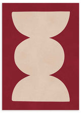 Cuadro geométrico beige sobre fondo burdeos intenso, kudeko.com