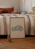 Cuadro infantil de coche vintage azul decorativo con el número 2. kudeko.com