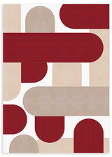 Cuadro geométrico con formas semicirculares en tonos burdeos y beige, kudeko.com