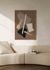 Cuadro abstracto geométrico en tonos marrón y beige, disponible en kudeko.com.