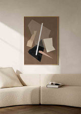 Cuadro abstracto geométrico en tonos marrón y beige, disponible en kudeko.com.