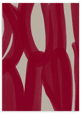 Cuadro abstracto con grandes trazos terracota sobre fondo beige, kudeko.com