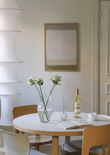 Cuadro abstracto con bloques blancos, beige y gris oliva, kudeko.com