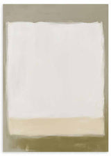 Cuadro abstracto con bloques blancos, beige y gris oliva, kudeko.com