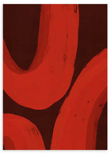Cuadro abstracto burdeos y rojo con formas curvas expresivas, kudeko.com