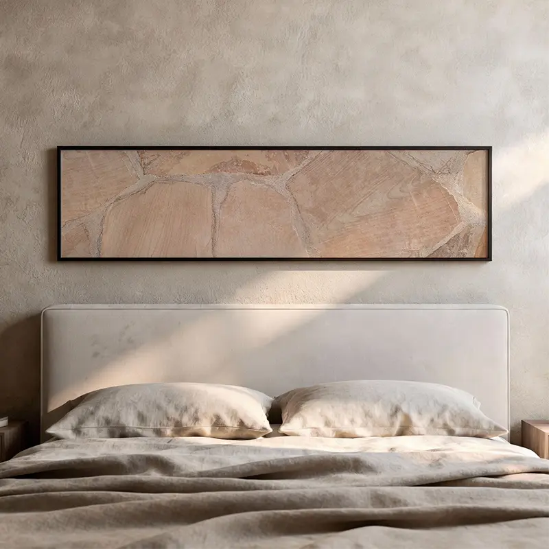 Quadro horizontal minimalista que representa texturas naturais. Disponível em kudeko.com.