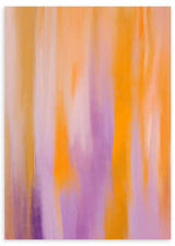 Cuadro abstracto colorido en tonos naranja y lila, kudeko.com