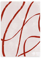 Cuadro abstracto con líneas curvas terracota sobre fondo beige, kudeko.com