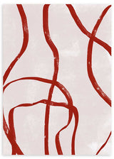 Cuadro abstracto con líneas irregulares terracota sobre fondo beige, kudeko.com