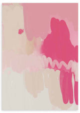 Abstraktes Wandbild in Rosa- und Fuchsiatönen mit freien Formen, moderne ausdrucksstarke dekorative Wirkung für die Wand. Erhältlich auf kudeko.com