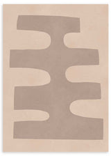 Cuadro geométrico beige con forma abstracta sobre fondo crema, kudeko.com