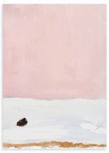 Cuadro abstracto colorido con fondo rosa claro y base blanca, kudeko.com