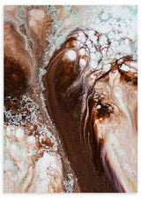 Cuadro abstracto con diseño fluido en tonos marrón y beige, disponible en kudeko.com.