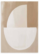 Cuadro abstracto geométrico en tonos beige y blanco, kudeko.com