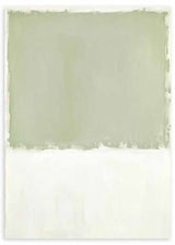 Cuadro abstracto en verde grisáceo y blanco cálido, kudeko.com