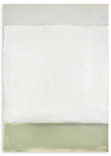 Cuadro vertical abstracto en blanco y verde suave para decoración serena kudeko.com
