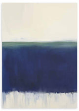 Cuadro abstracto con franja azul marino y degradado claro, kudeko.com