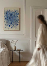 Cuadro abstracto en tonos azules con fondo claro, kudeko.com