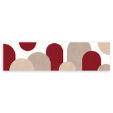 Horizontales Wandbild mit geometrischem Motiv und Bögen in Bordeaux- und Beigetönen, klarer und ausgewogener Dekostil. Erhältlich auf kudeko.com