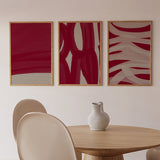 Cuadro abstracto con formas fluidas en tonos terracota y beige, kudeko.com