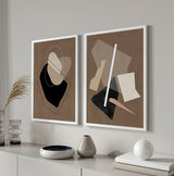 Conjunto de cuadros marrón minimalistas con diseño abstracto, disponibles en kudeko.com.