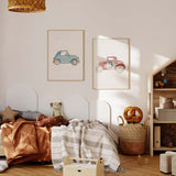 Cuadro infantil de coche vintage rojo decorativo con el número 3. kudeko.com