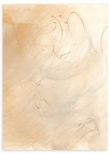 Quadro com composição abstrata, linhas finas difusas, fundo bege creme, nuances suaves de areia e estilo leve de inspiração contemporânea e depurada. Disponível em kudeko.com