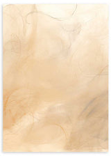 Quadro abstrato emoldurado com linhas finas irregulares sobre fundo bege, creme e areia, num estilo depurado e contemporâneo. Disponível em kudeko.com