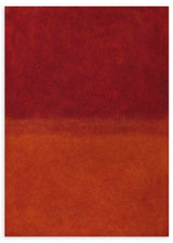 Cuadro abstracto de bloques de color en rojo burdeos, terracota y transición horizontal difusa, con composición sobria y cálida de estilo abstracto. Disponible en kudeko.com