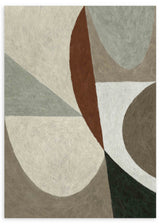 Cuadro de composición abstracta con formas geométricas curvas en beige, gris, blanco roto, marrón y negro, de estilo abstracto. Disponible en kudeko.com