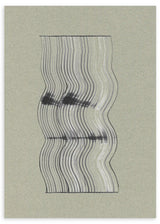 Wandbild mit schwarzen und grauen Wellenlinien auf beigem, texturiertem Hintergrund, abstraktes Motiv im minimalistischen und ausgewogenen Stil für die Wand. Erhältlich auf kudeko.com