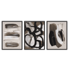Conjunto de cuadros marrón minimalistas abstractos con pinceladas modernas en tonos marrones, negros y blancos, disponibles en kudeko.com.\n