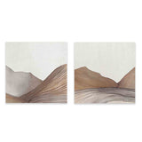 Conjunto de cuadros cuadrados marrón minimalistas abstractos con inspiración en paisajes naturales, disponibles en kudeko.com.