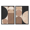 Conjunto de cuadros marrón minimalistas con diseño geométrico moderno, disponibles en kudeko.com.\n