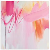 Cuadro cuadrado abstracto en tonos rosa, fucsia y naranja para decoración moderna kudeko.com