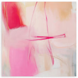 Quadro quadrado abstrato moderno em tons de rosa fúcsia e branco para decoração contemporânea kudeko.com. Disponível em kudeko.com