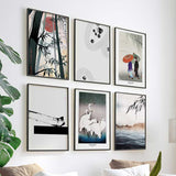 Conjunto de seis cuadros japoneses estilo Japandi, kudeko.com