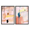 Conjunto de dos cuadros abstractos y coloridos. Una combinación de cuadros hechos para convivir el uno con el otro.